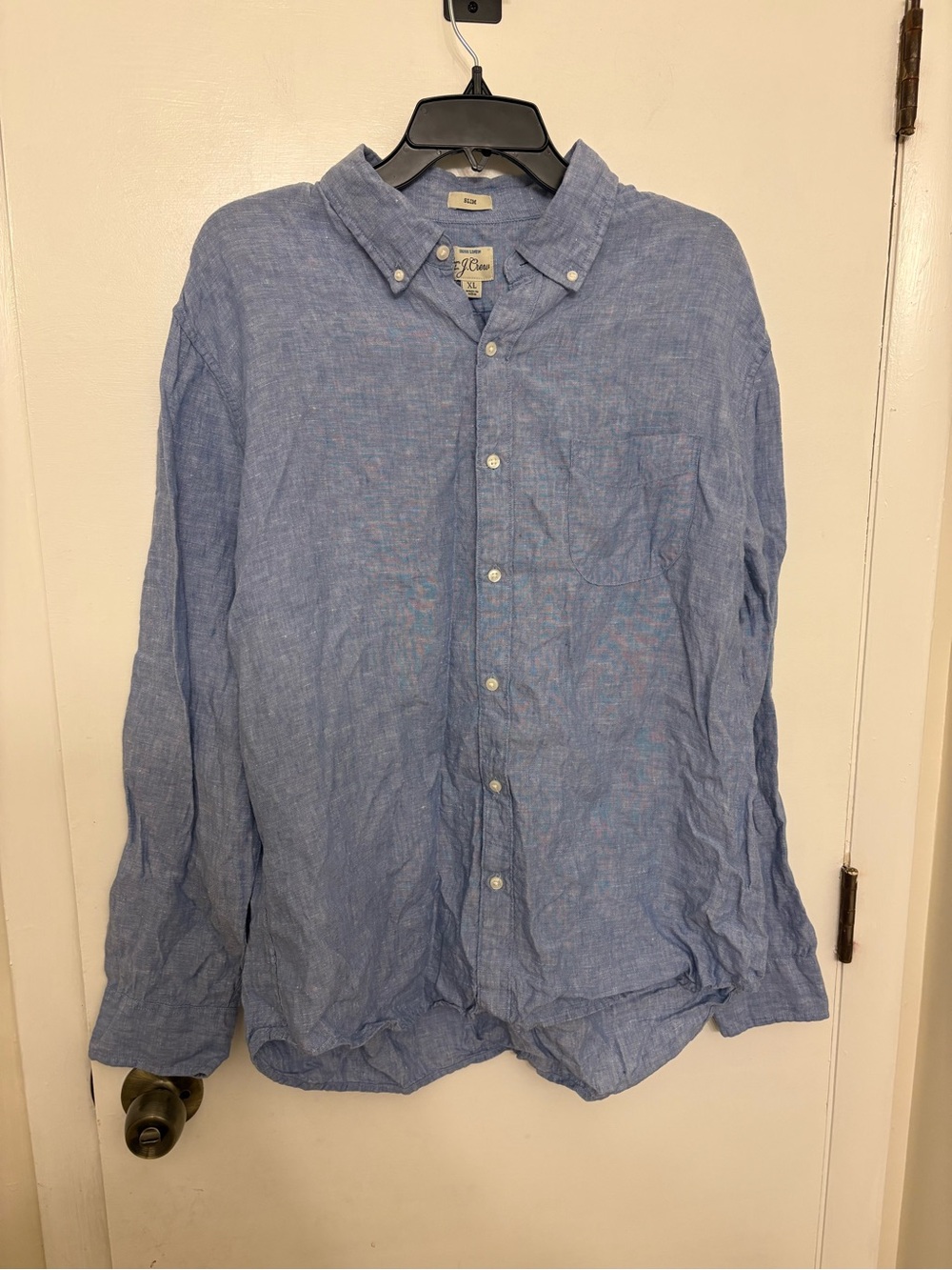 J.Crew Baird McNutt Irish Linen Shirt Blue Long Sleeve Mens XL Slim K7899